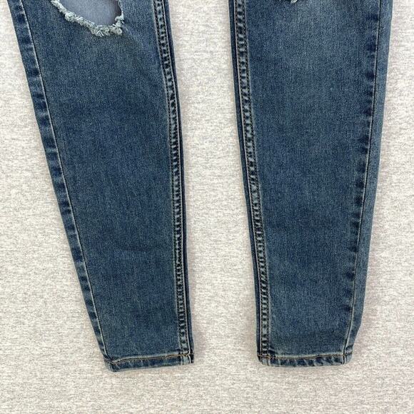 Free People Jeans Womens 24 Blue Denim Josie Distressed Skinny Low Rise NEW - Picture 7 of 12